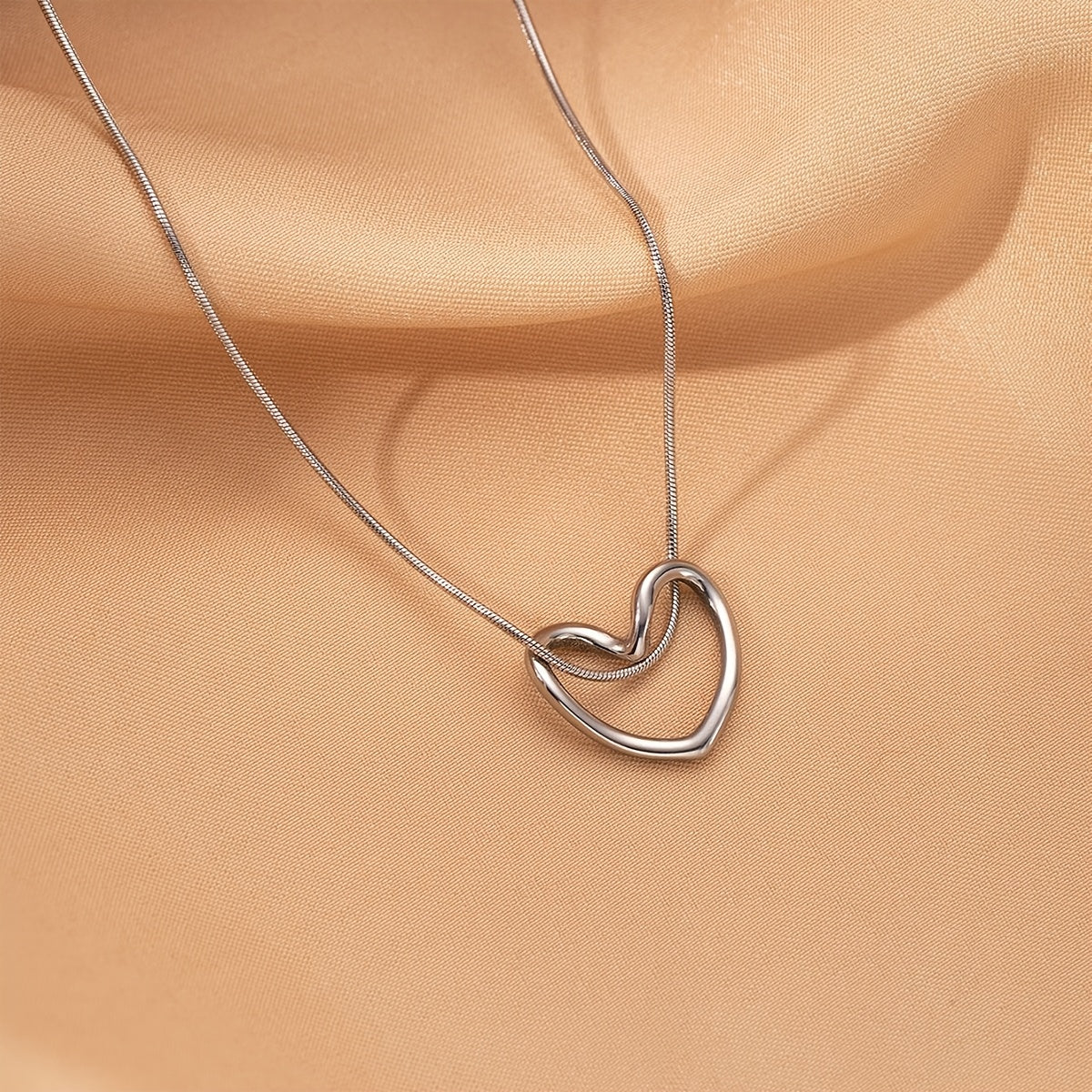 Dames Gouden Opengewerkt Hart Ketting – Minimalistische Gelaagde Ketting