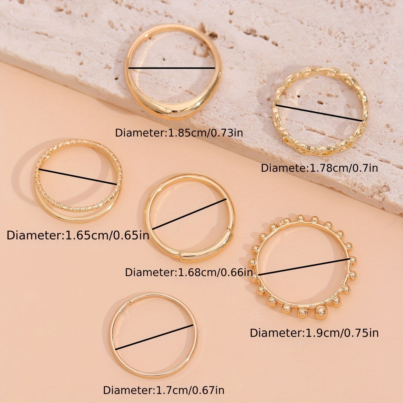 6-delige Vintage IJzeren Ringenset voor Dames – Gedraaide & Stapelbare Chique Ringen