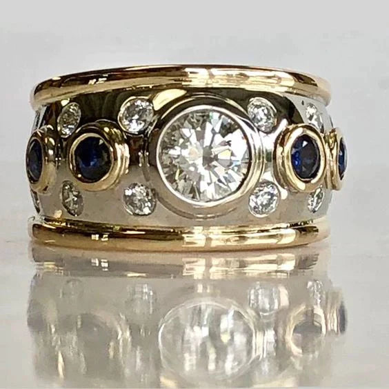 Vintage Gouden Ring met Ingelegde Zirkonia