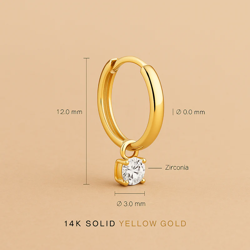 Larmes de Lune 14K Gouden Hoepeloorbellen met Steen