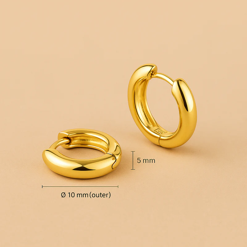 Rue Mini Hoepeloorbellen – Subtiele Glans in 18K Goud