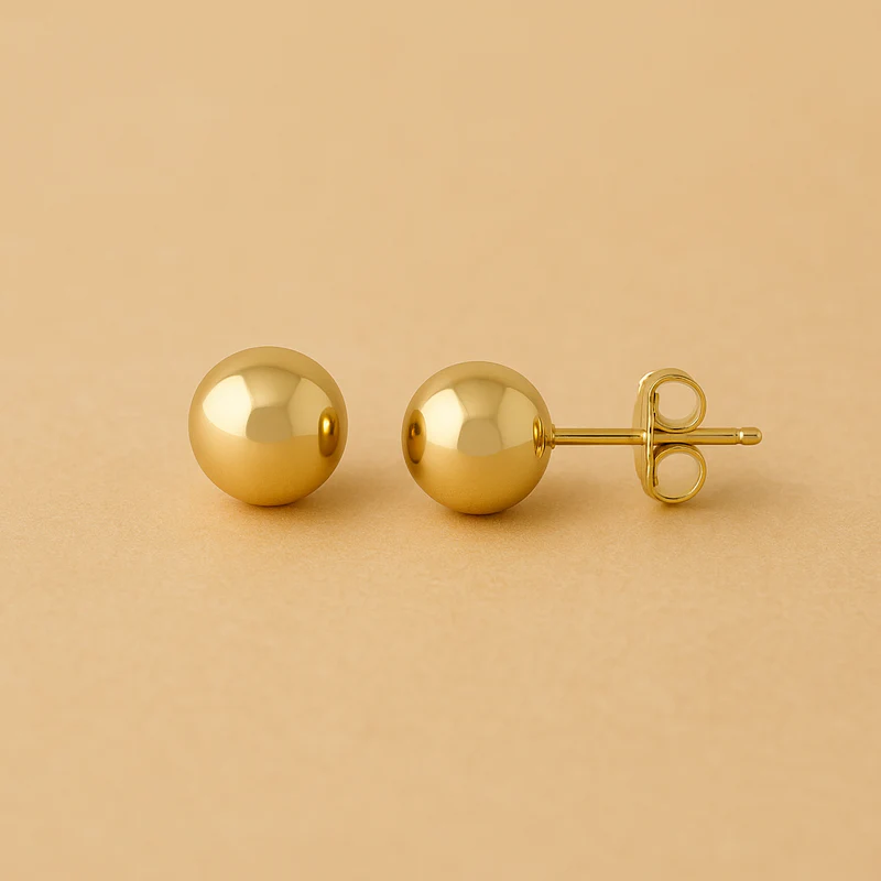Klassieke Ronde Oorknopjes in Gepolijst 16K Goud